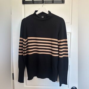 French Connection Black and Tan Turtleneck Sweater